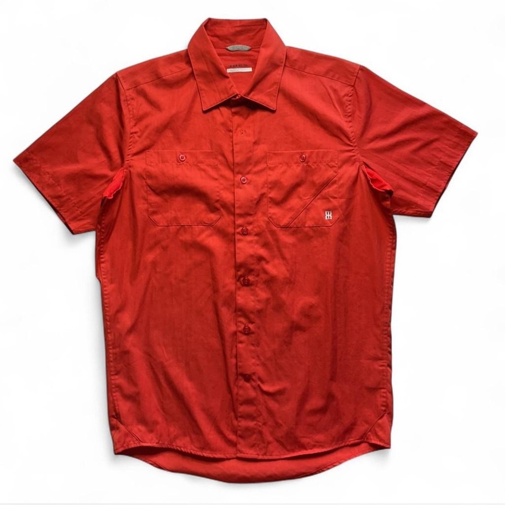 BEX Men’s Red Button Up Short Sleeve Shirt - Small